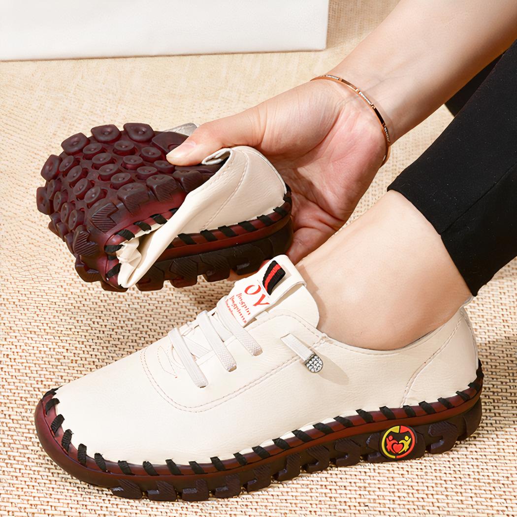 Mocassins orthopédiques effet cuir avec coutures apparentes pour femme