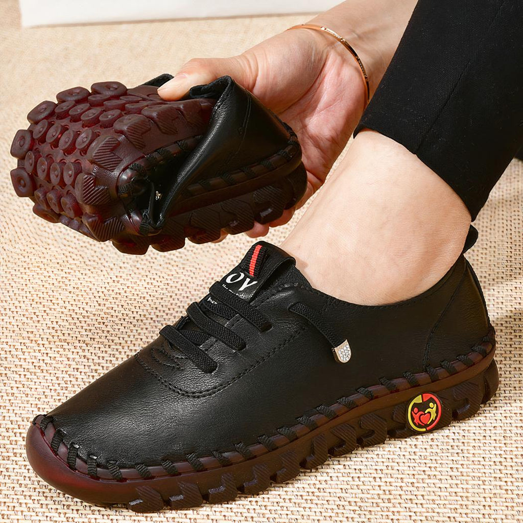 Mocassins orthopédiques effet cuir avec coutures apparentes pour femme