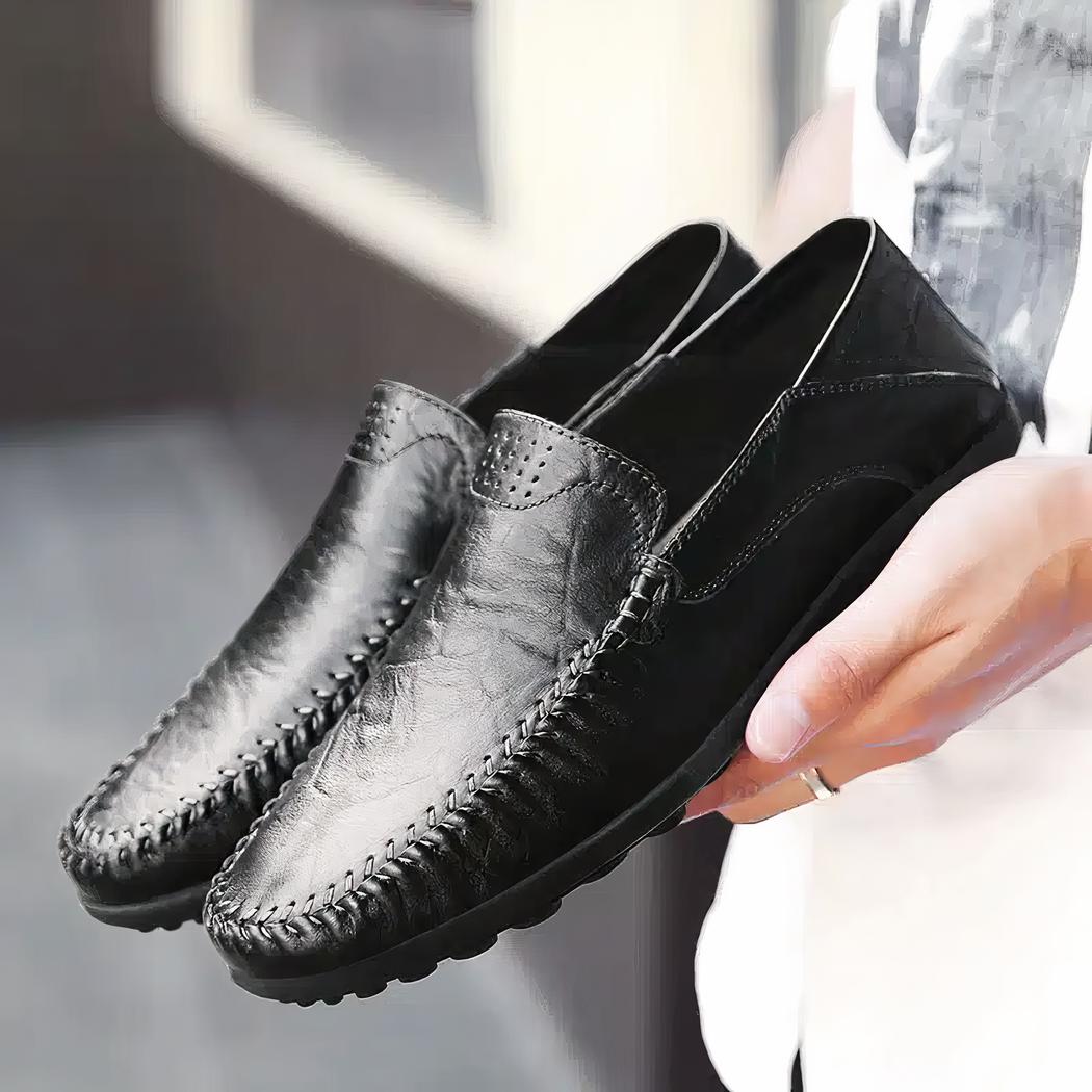 Mocassins noir en cuir synthétique pour homme