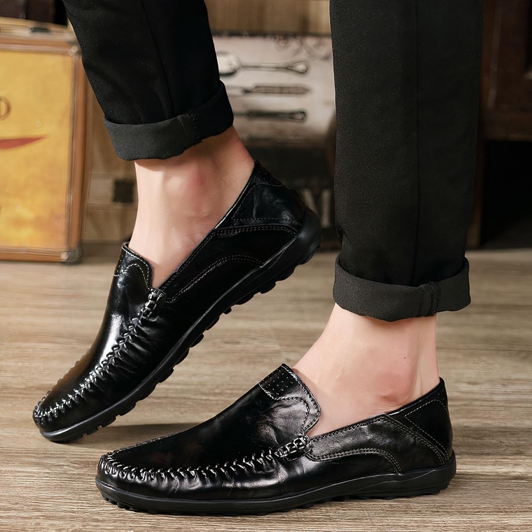 Mocassins noir en cuir synthétique pour homme