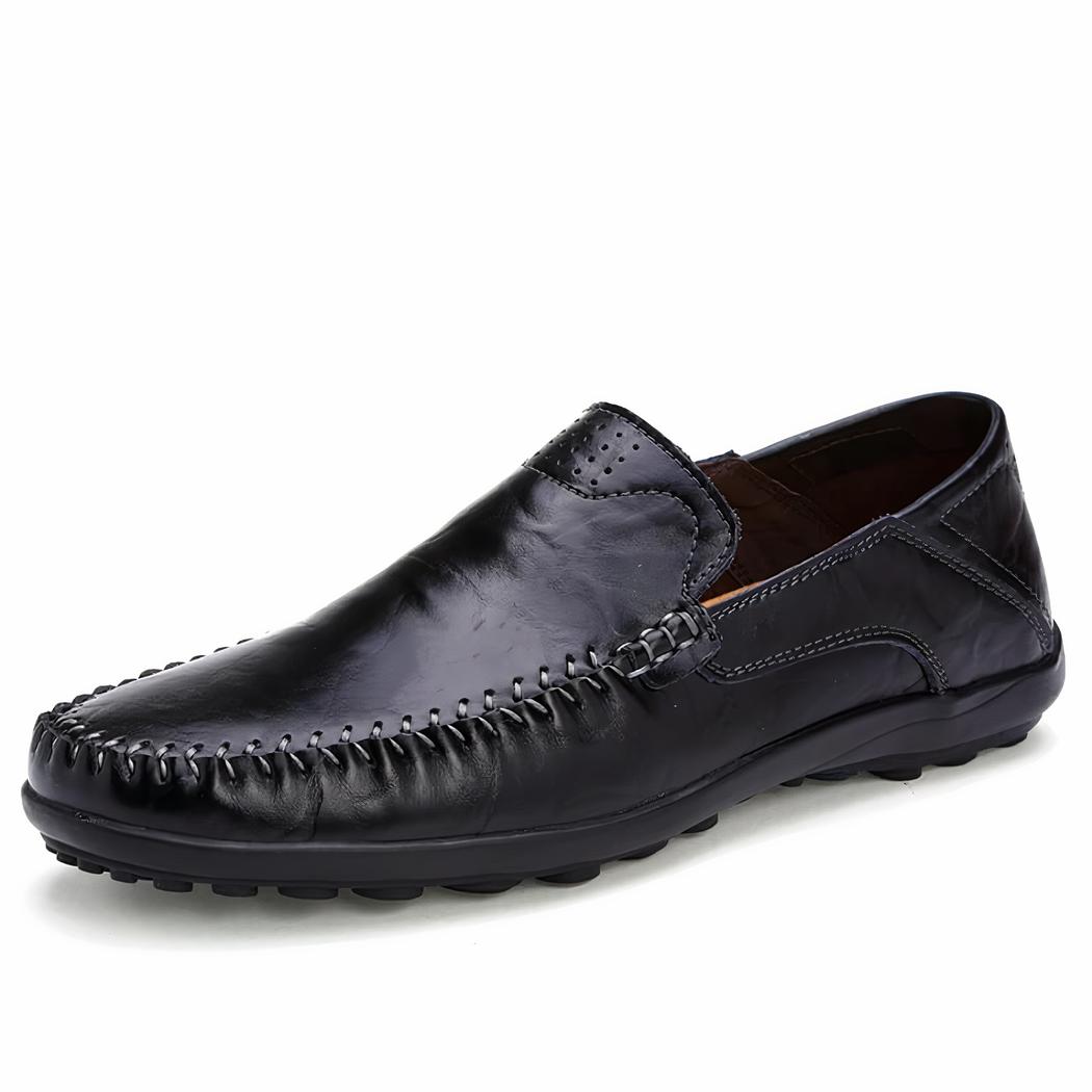 Mocassins noir en cuir synthétique pour homme