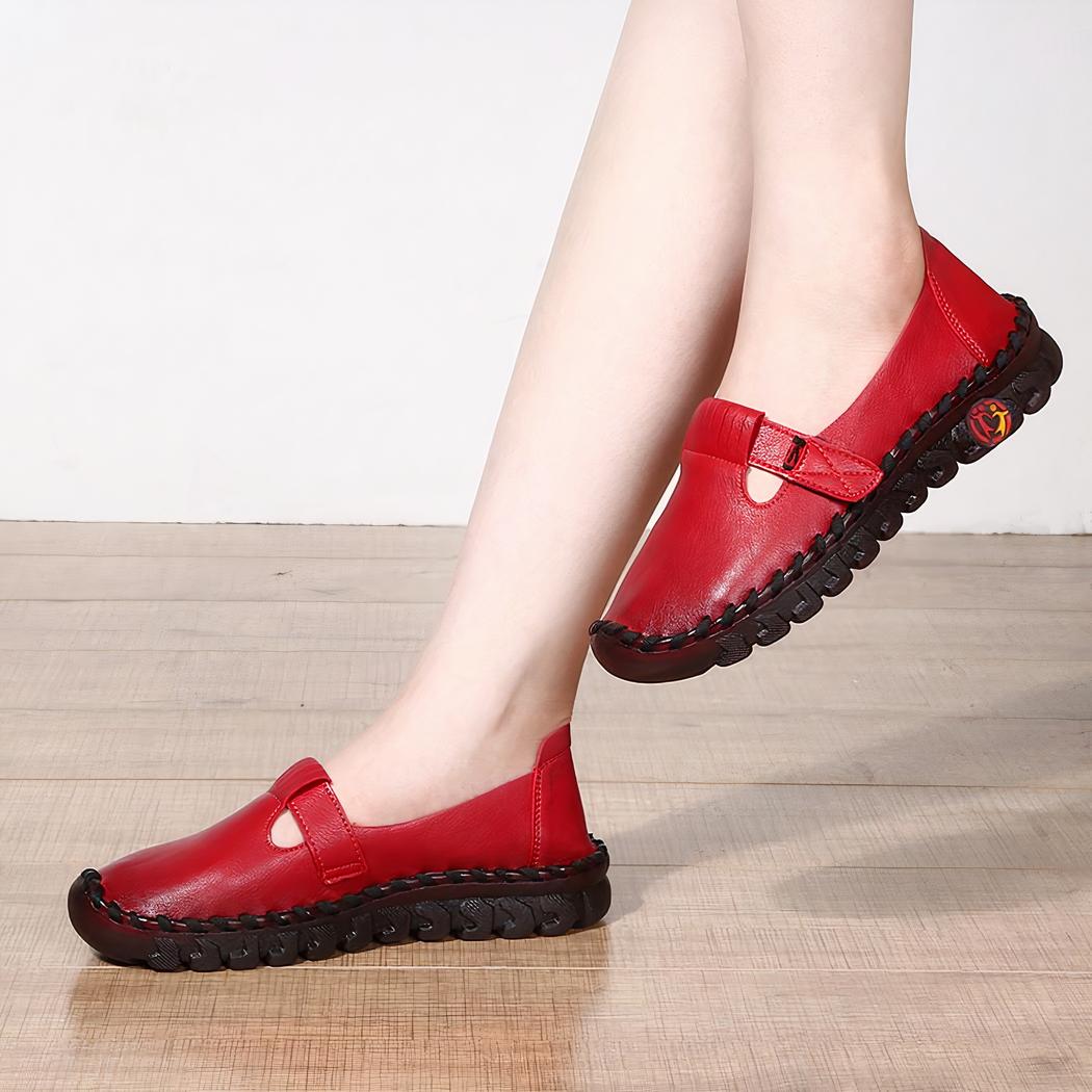 Mocassins orthopédiques en cuir synthétique style ballerines pour femme