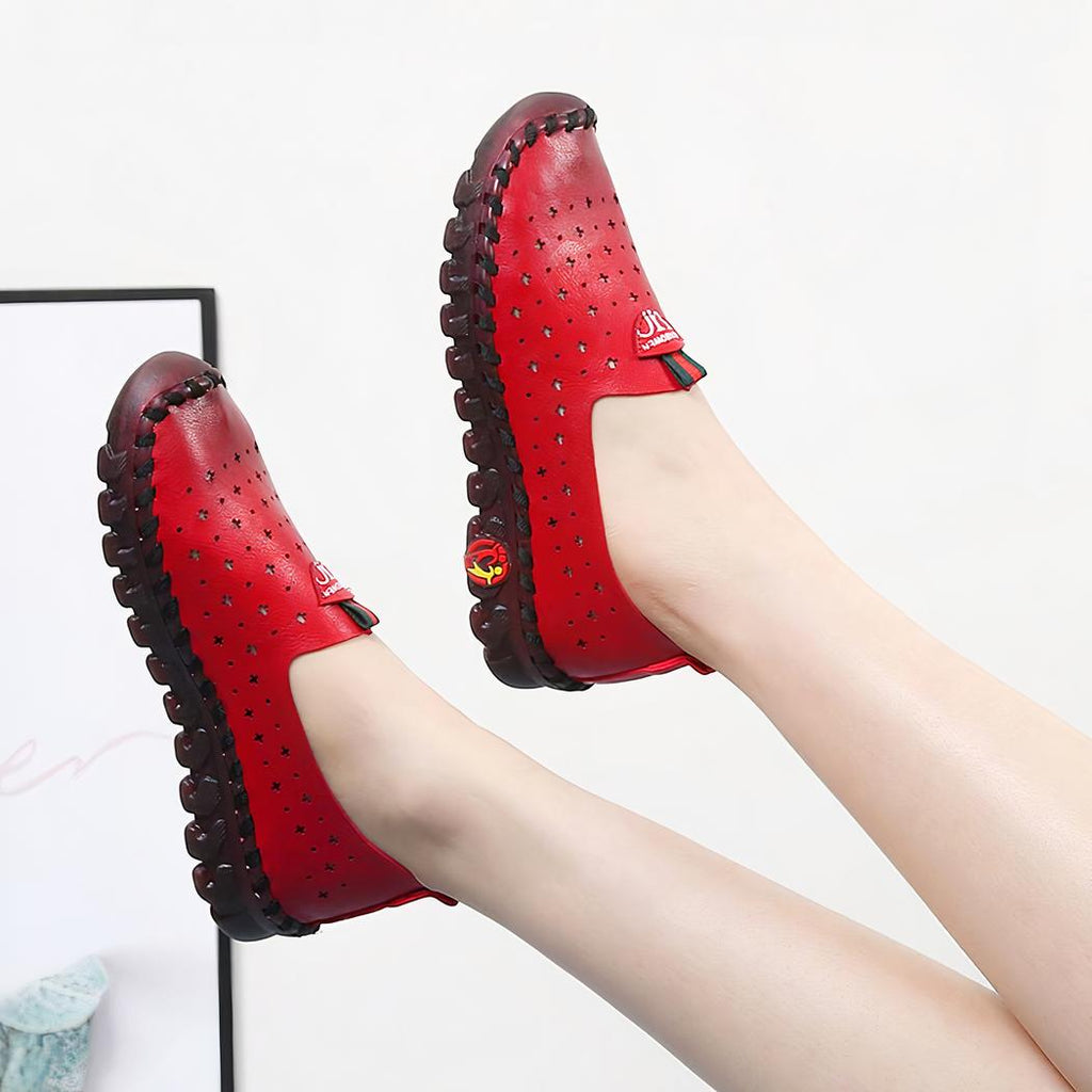 Mocassins orthopédiques ajourés en cuir synthétique pour femme