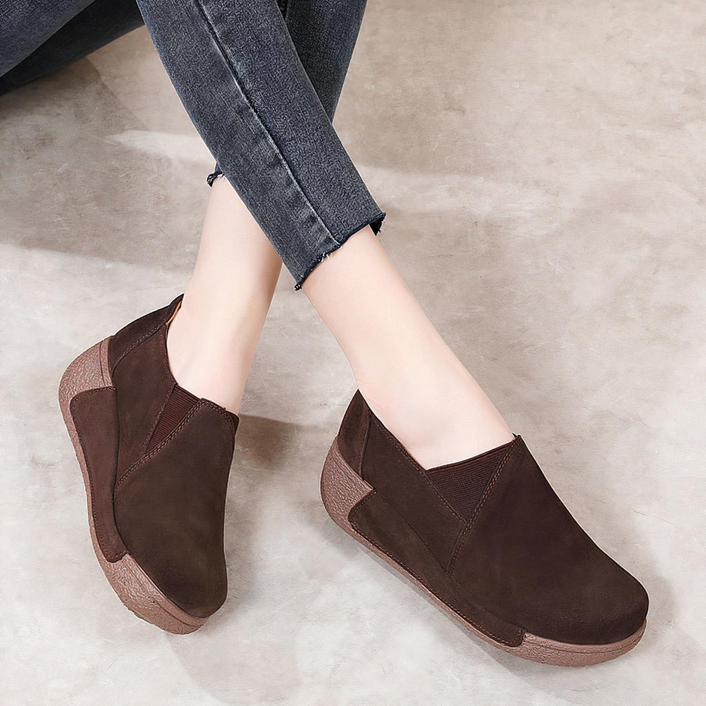 Mocassins orthopédiques en daim compensés
