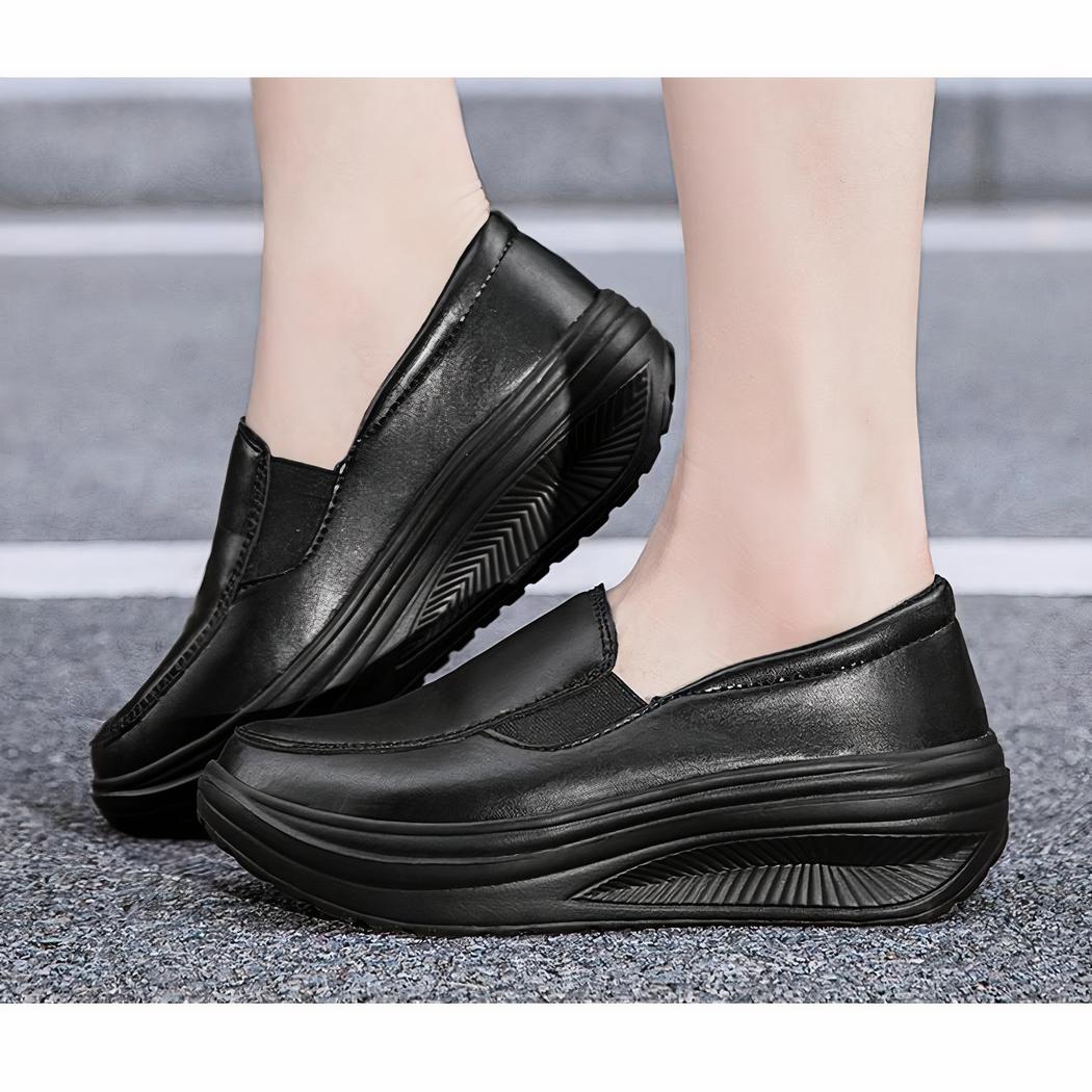 Mocassins orthopédiques en cuir à plateforme
