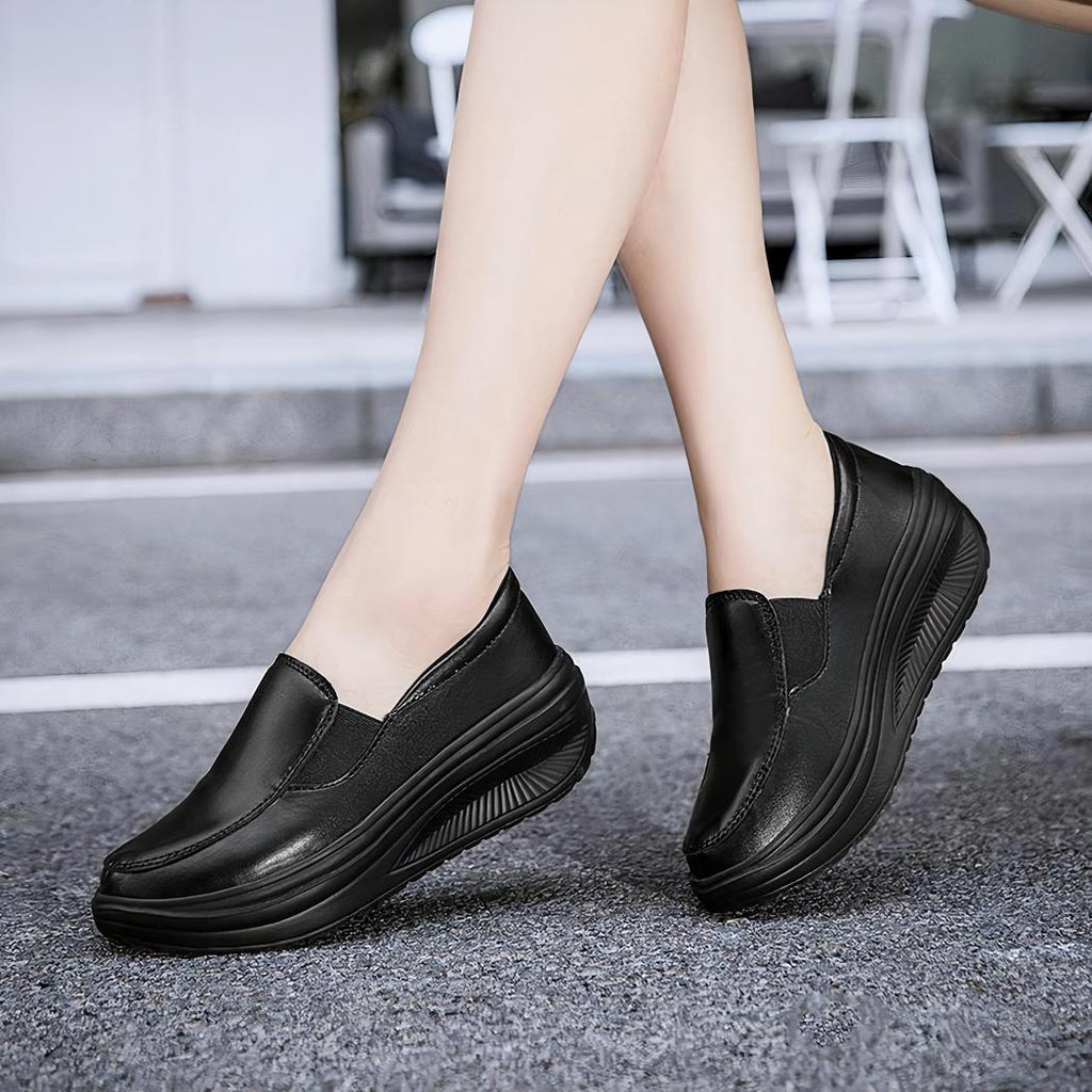 Mocassins orthopédiques en cuir à plateforme