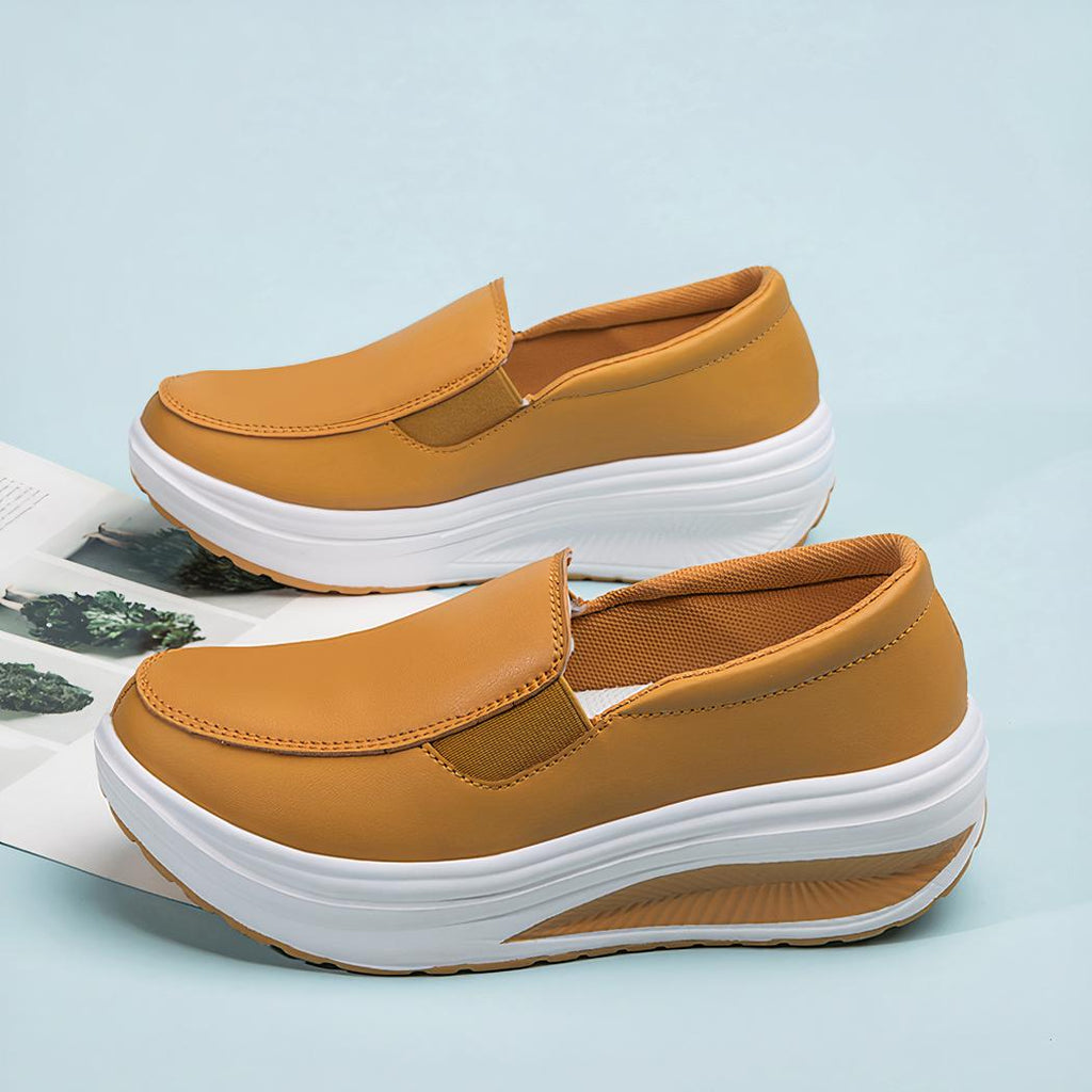 Mocassins orthopédiques en cuir à plateforme