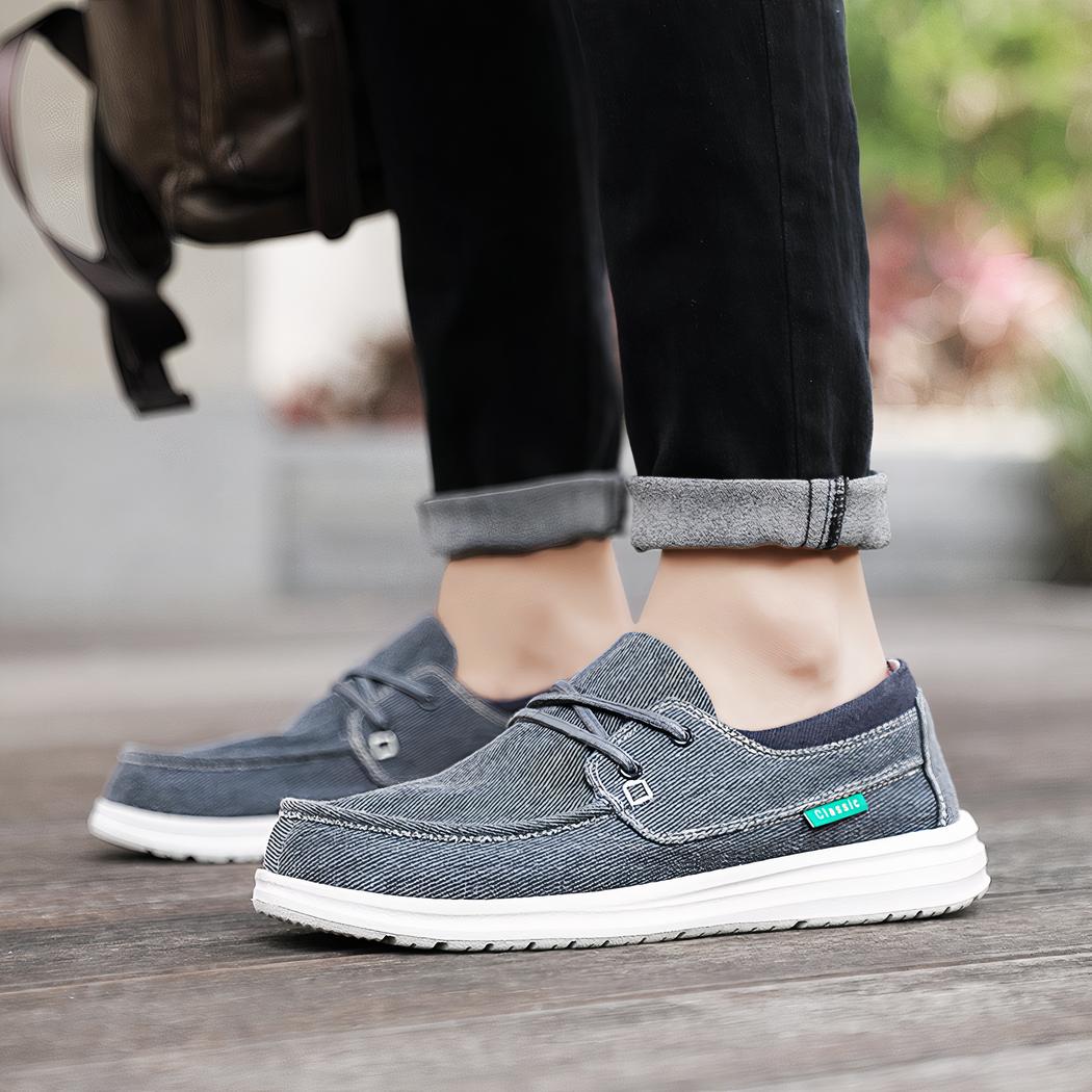 Mocassins orthopédiques en toile à semelles souples pour homme