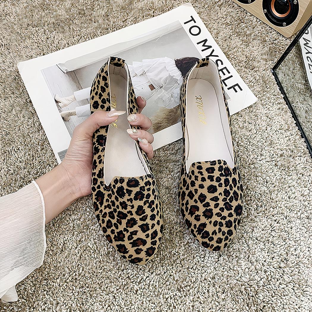 Mocassins plats à imprimé léopard pour femmes