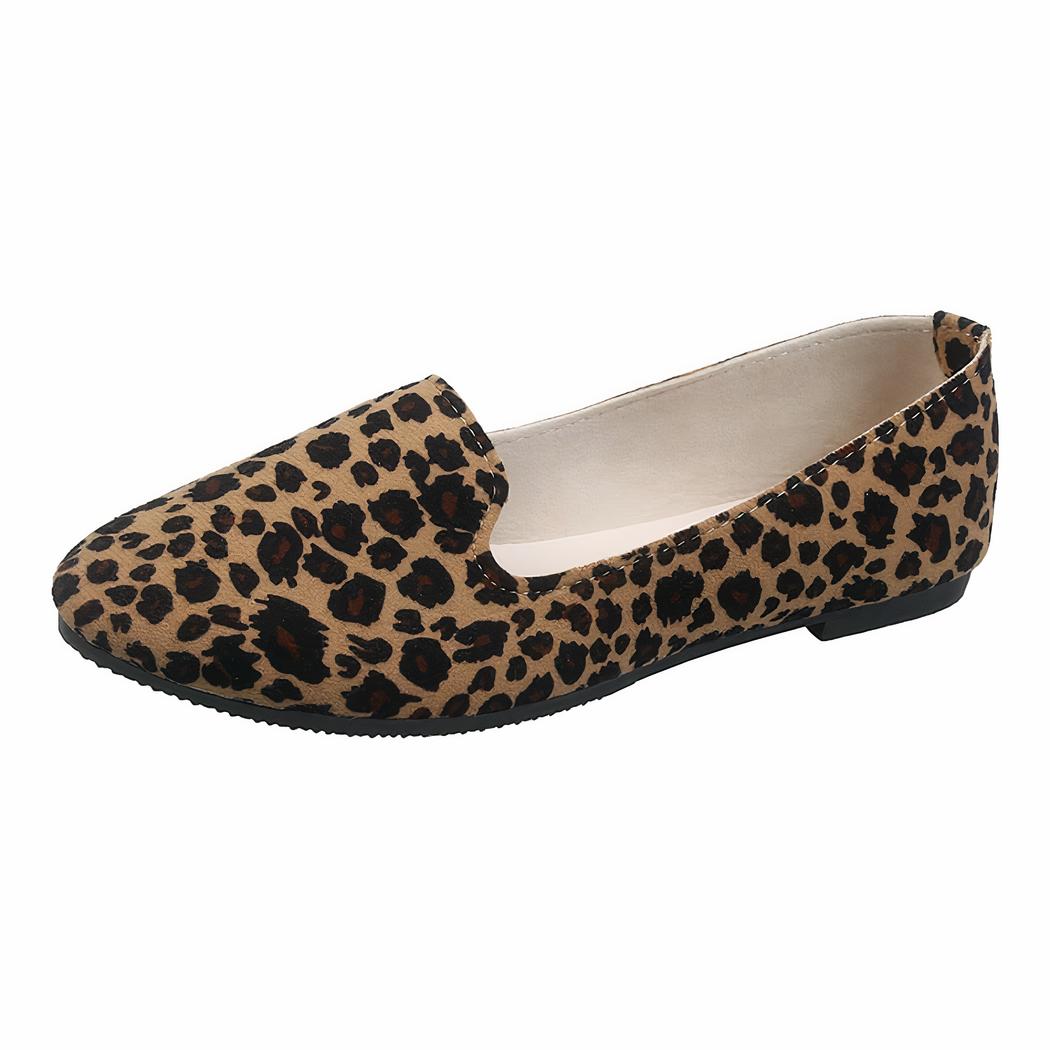 Mocassins plats à imprimé léopard pour femmes