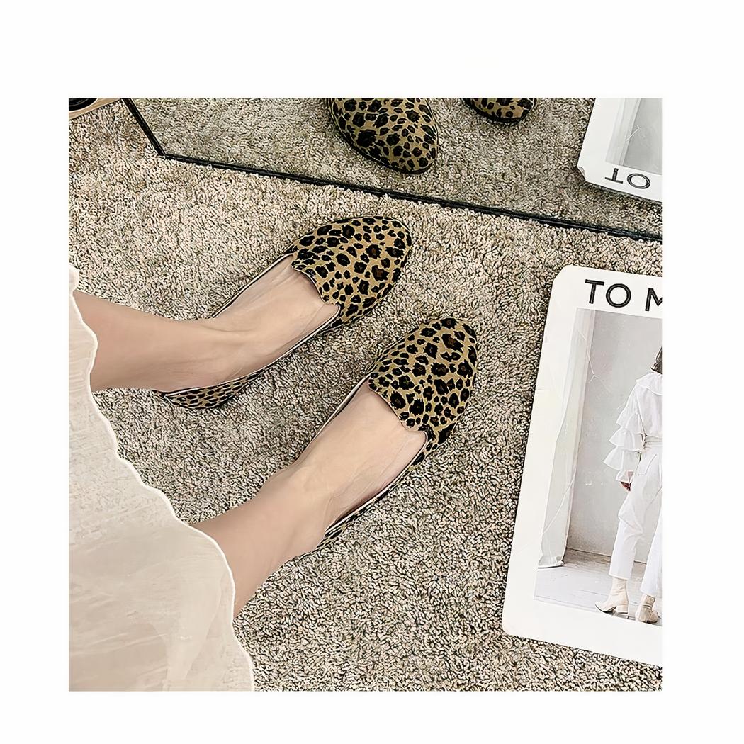 Mocassins plats à imprimé léopard pour femmes