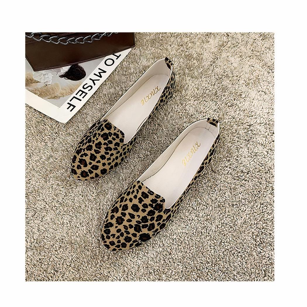 Mocassins plats à imprimé léopard pour femmes