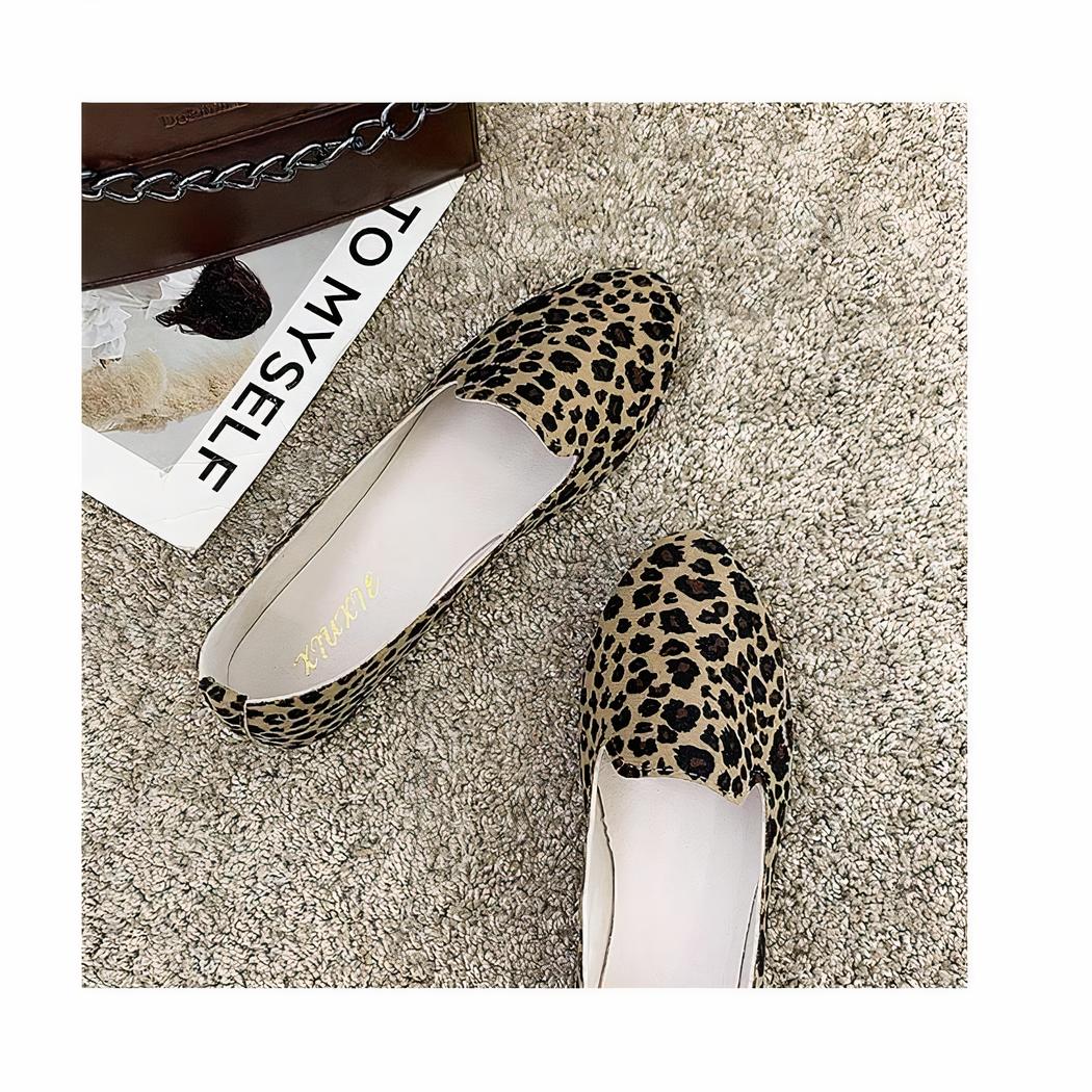 Mocassins plats à imprimé léopard pour femmes