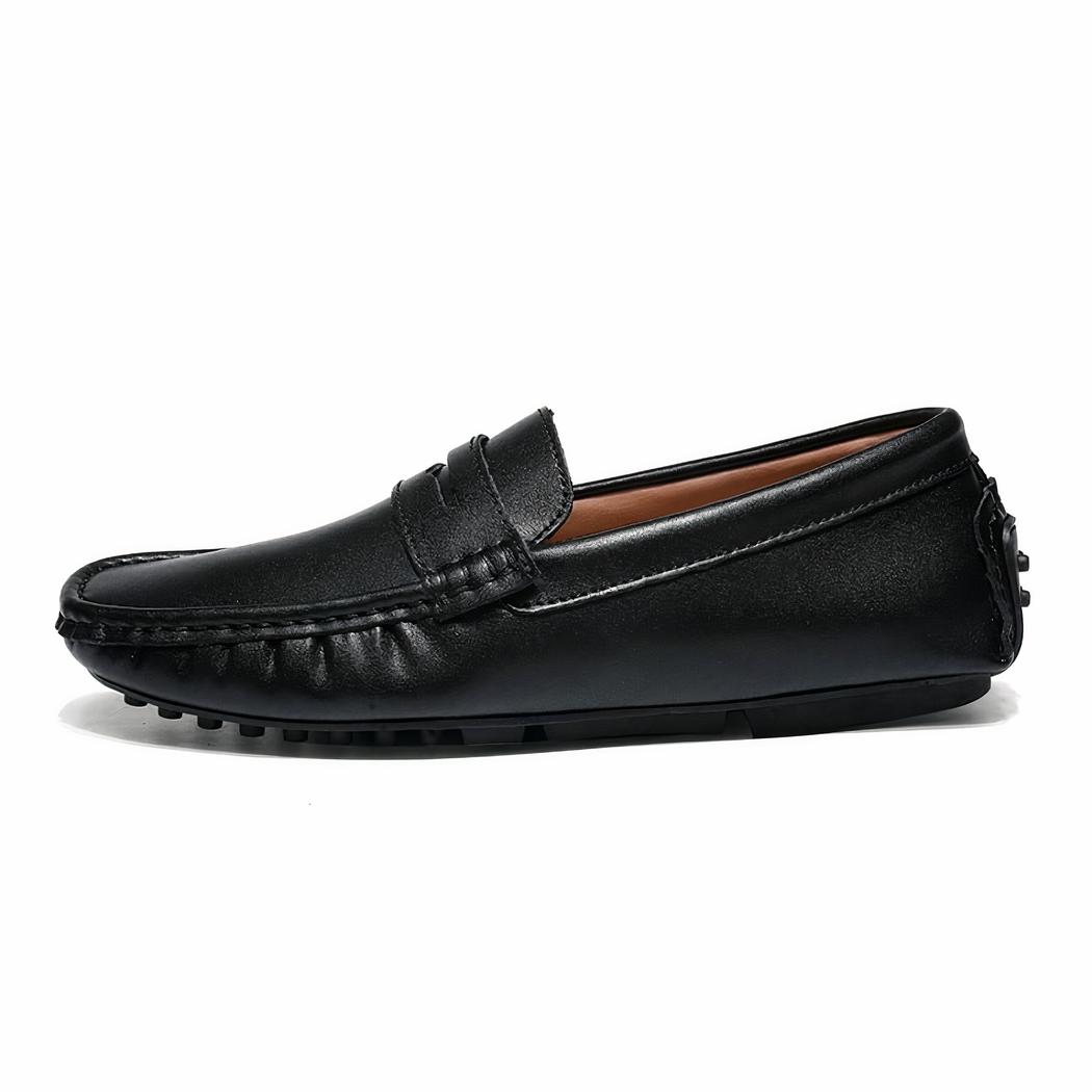 mocassin en cuir noir