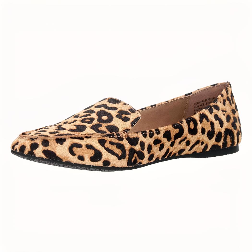 Mocassins pointus pour femmes velours imprimé léopard