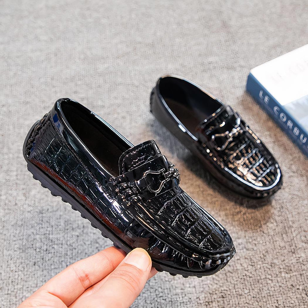 Mocassins polyvalents en cuir vernis pour garçons