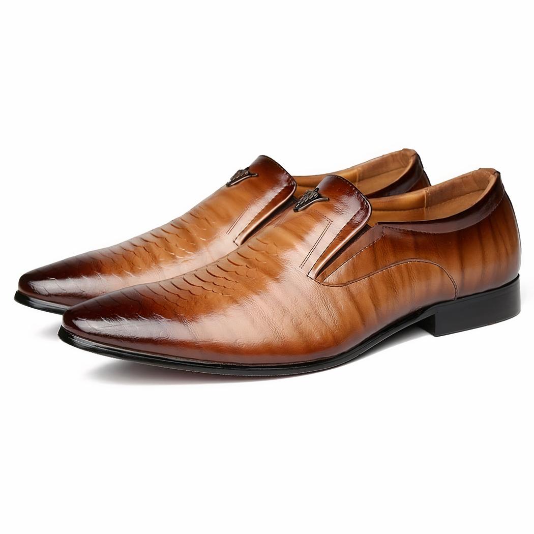 Mocassins pour hommes effet cuir vernis peau de serpent