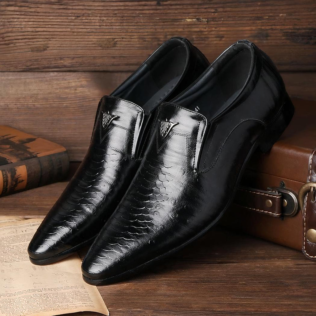 Mocassins pour hommes effet cuir vernis peau de serpent