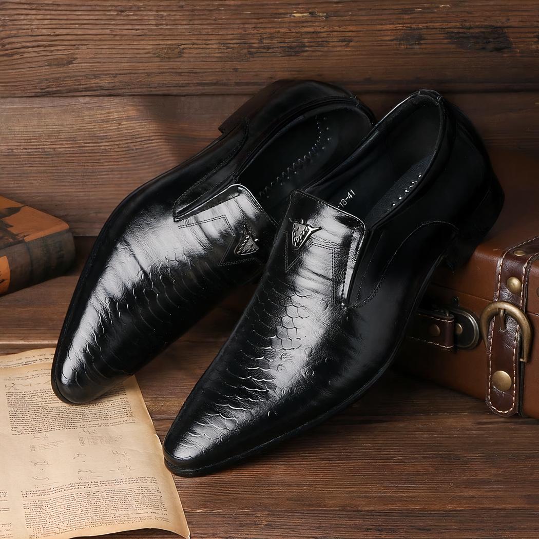 Mocassins pour hommes effet cuir vernis peau de serpent