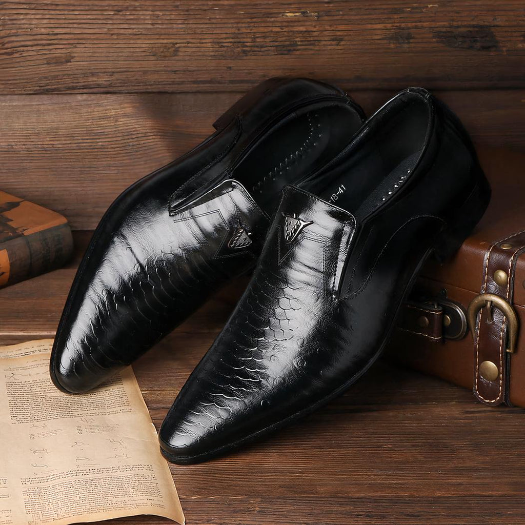 Mocassins pour hommes effet cuir vernis peau de serpent
