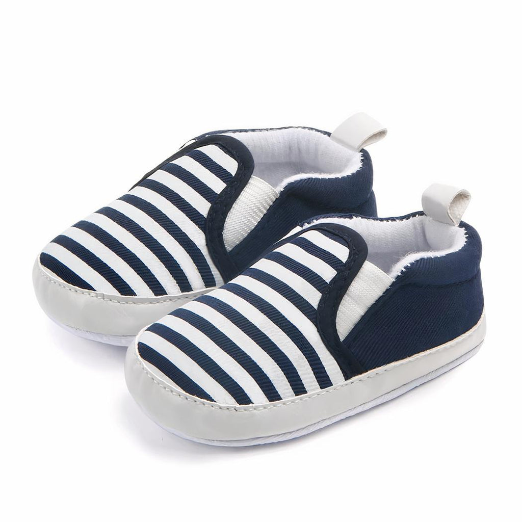 Mocassins premiers pas en coton motif rayures