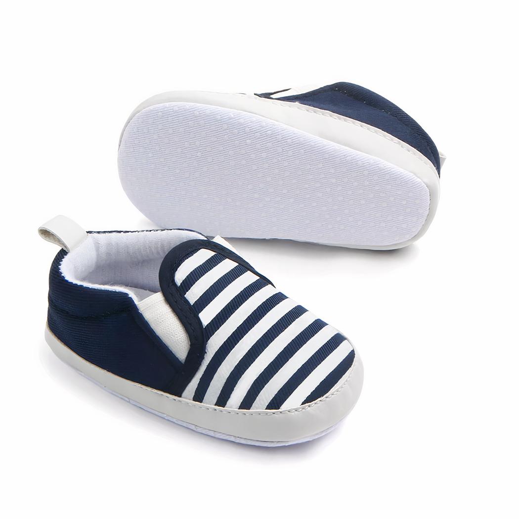 Mocassins premiers pas en coton motif rayures