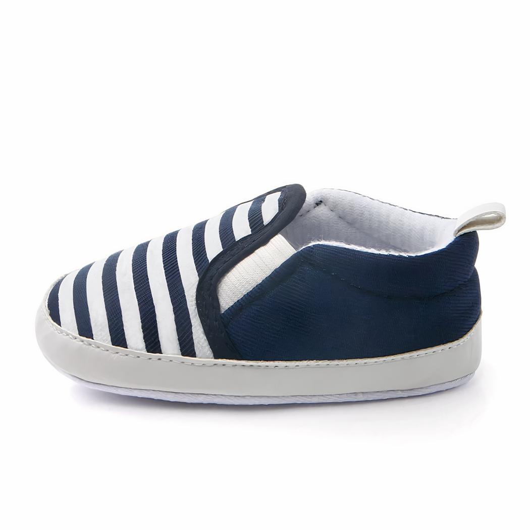 Mocassins premiers pas en coton motif rayures