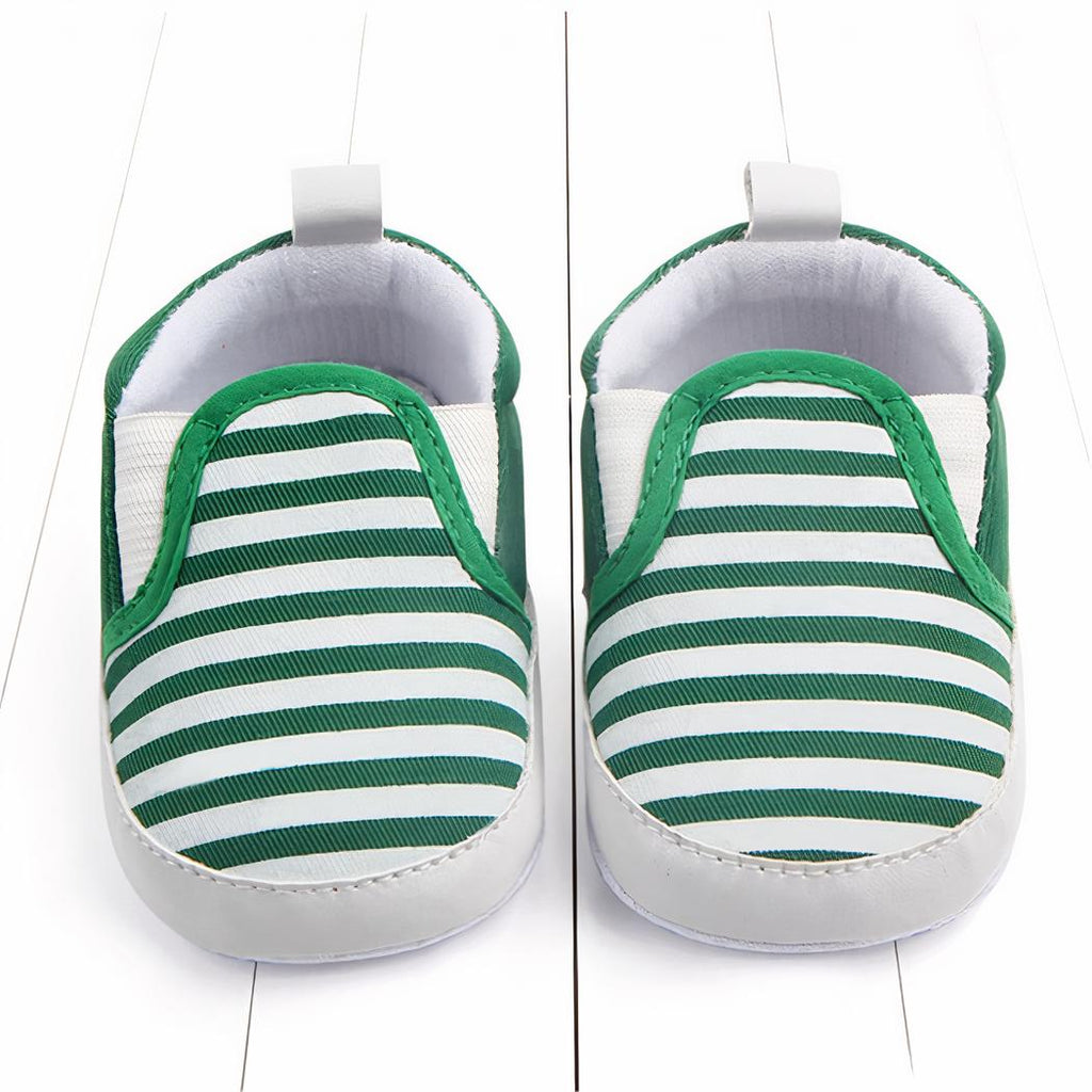 Mocassins premiers pas en coton motif rayures