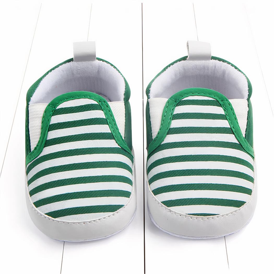 Mocassins premiers pas en coton motif rayures