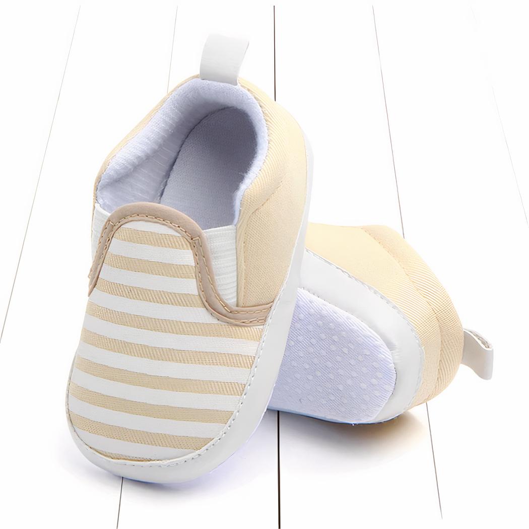 Mocassins premiers pas en coton motif rayures