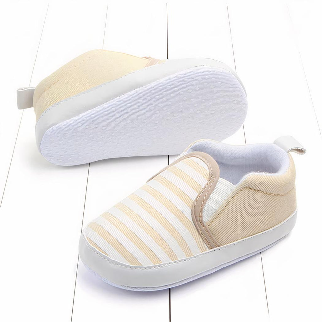 Mocassins premiers pas en coton motif rayures