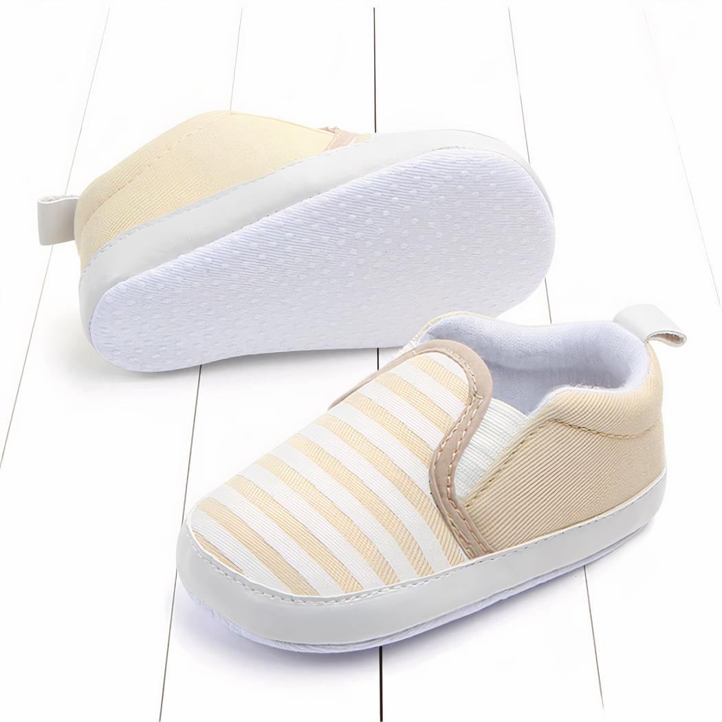 Mocassins premiers pas en coton motif rayures