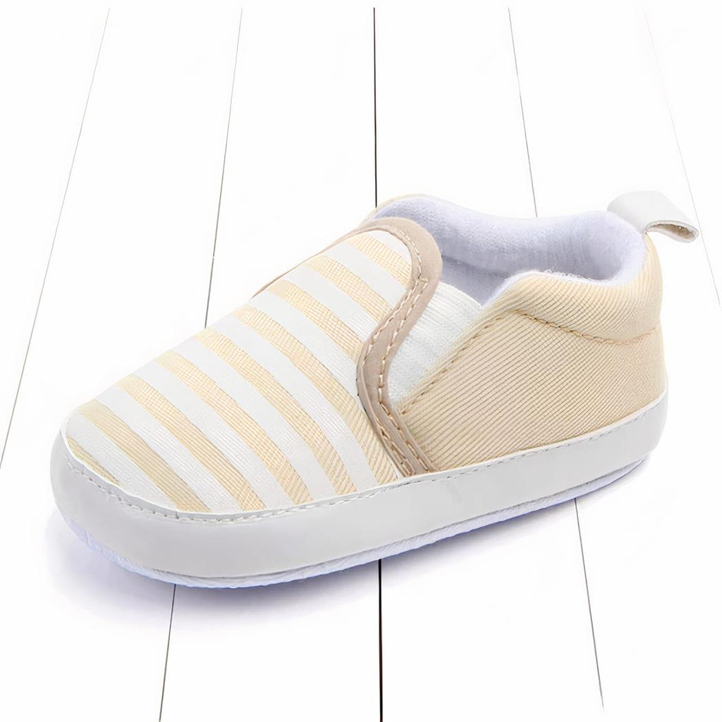 Mocassins premiers pas en coton motif rayures