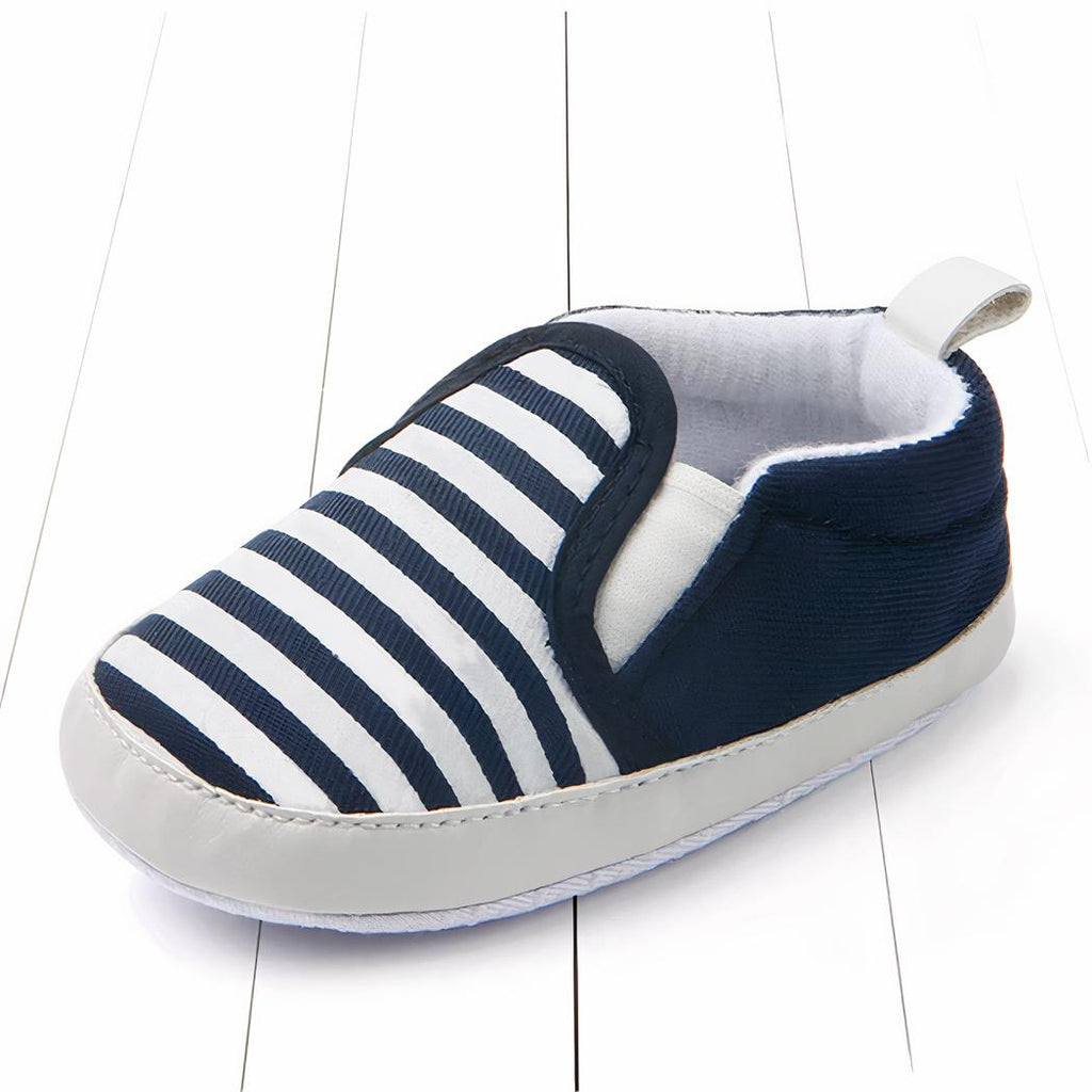Mocassins premiers pas en coton motif rayures