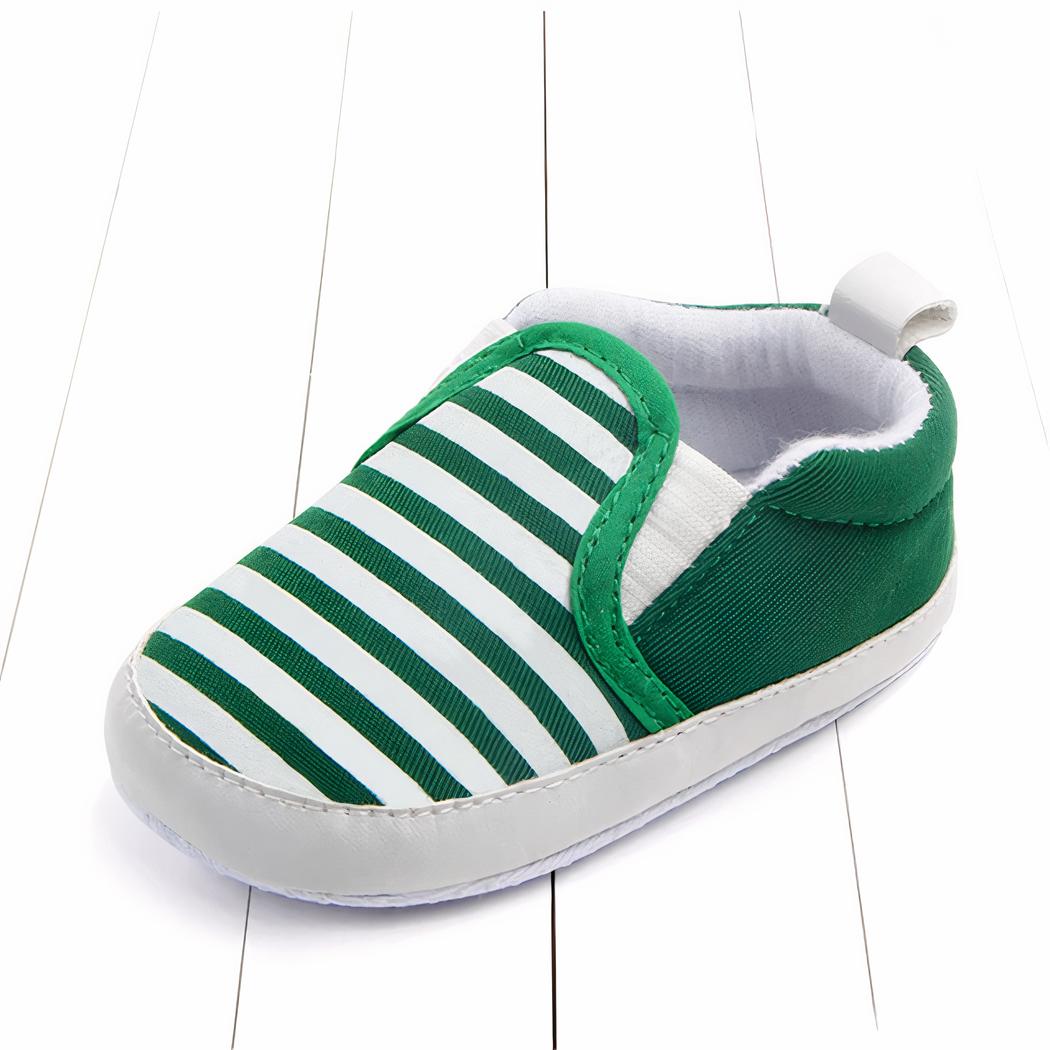 Mocassins premiers pas en coton motif rayures