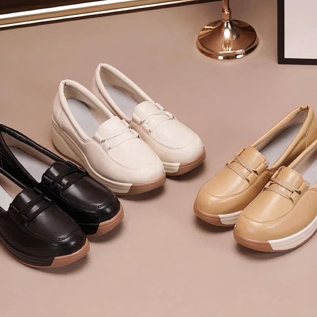 Mocassins respirants à talons compensés pour femme