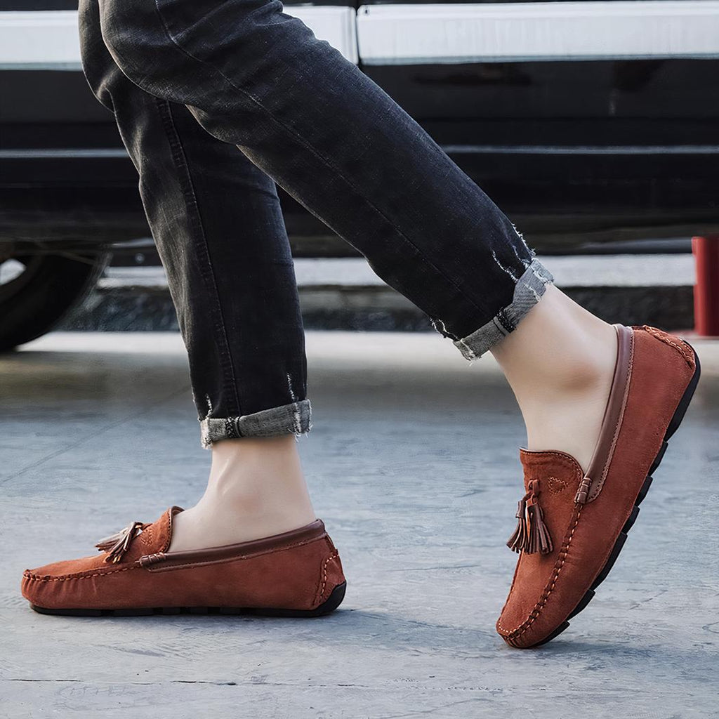 Mocassins respirants en daim véritable pour hommes