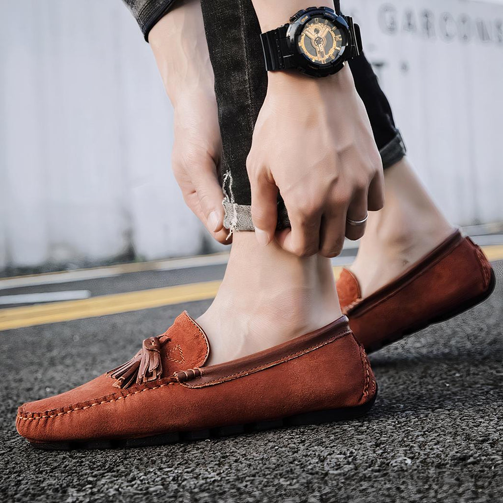 Mocassins respirants en daim véritable pour hommes