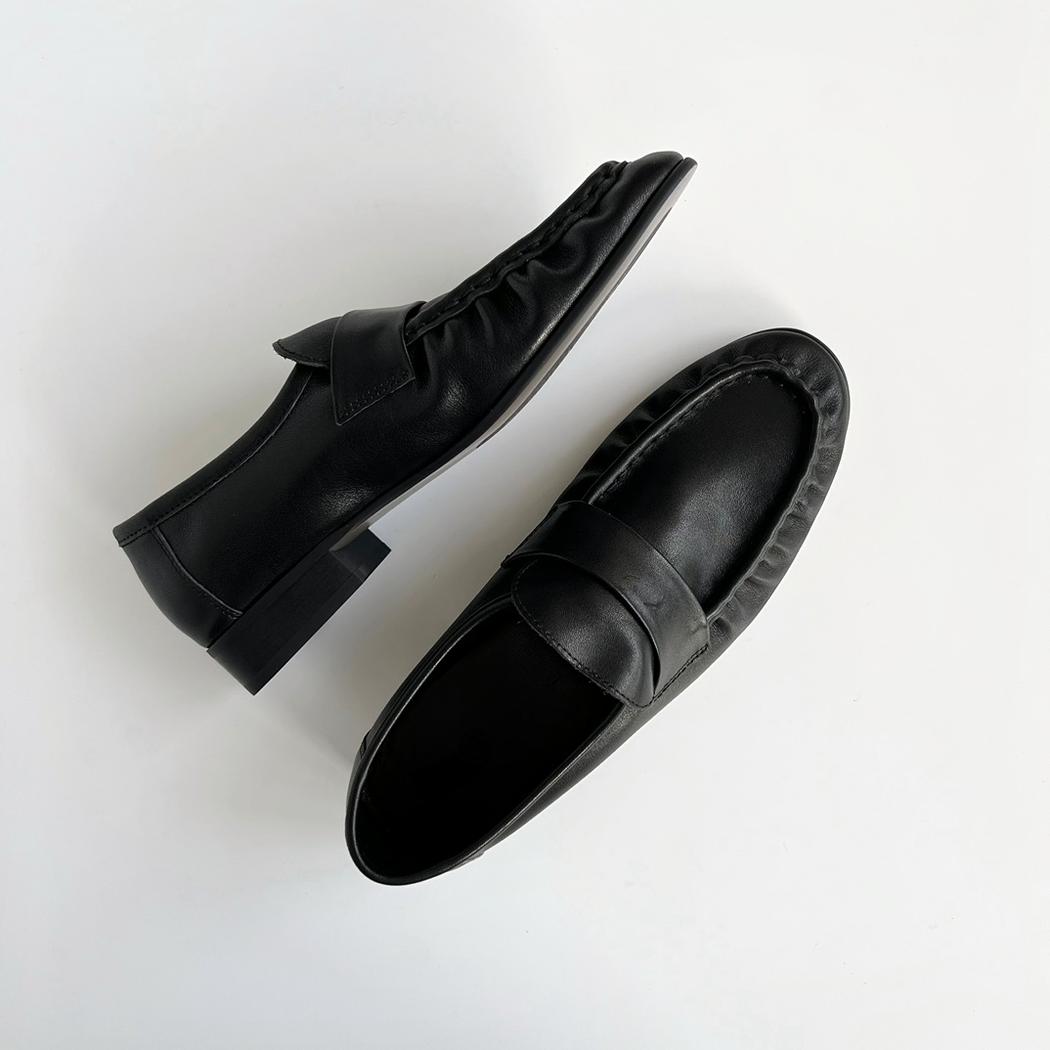 Mocassins rétro en cuir souple à talons carré pour femmes