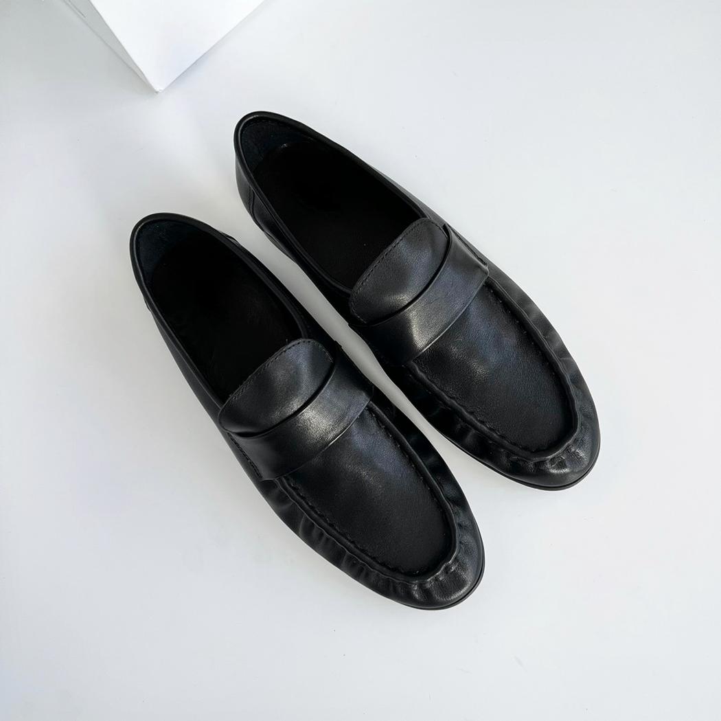 Mocassins rétro en cuir souple à talons carré pour femmes