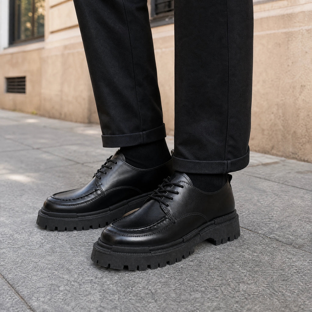 Mocassins semelle épaisse homme noirs à lacets style derby - Utilisation du produit