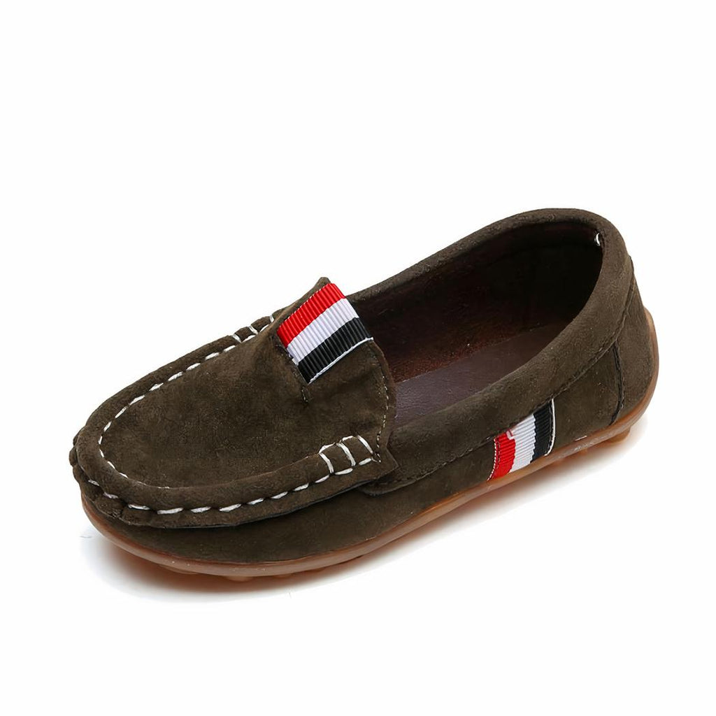 Mocassins souples à enfiler pour garçons de couleur verte.