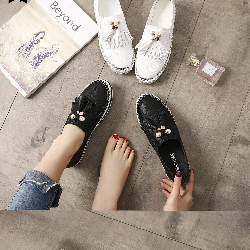 Mocassins souples à glands et détails tendances pour femme