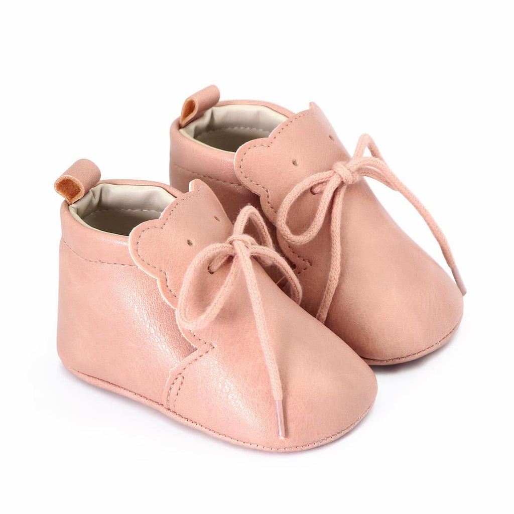 Mocassins souples à lacets languette en forme d'ourson pour bébé