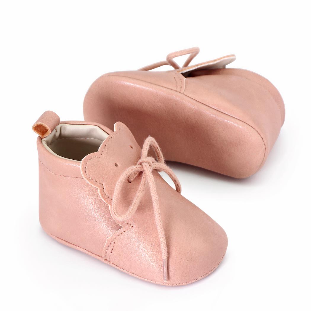 Mocassins souples à lacets languette en forme d'ourson pour bébé