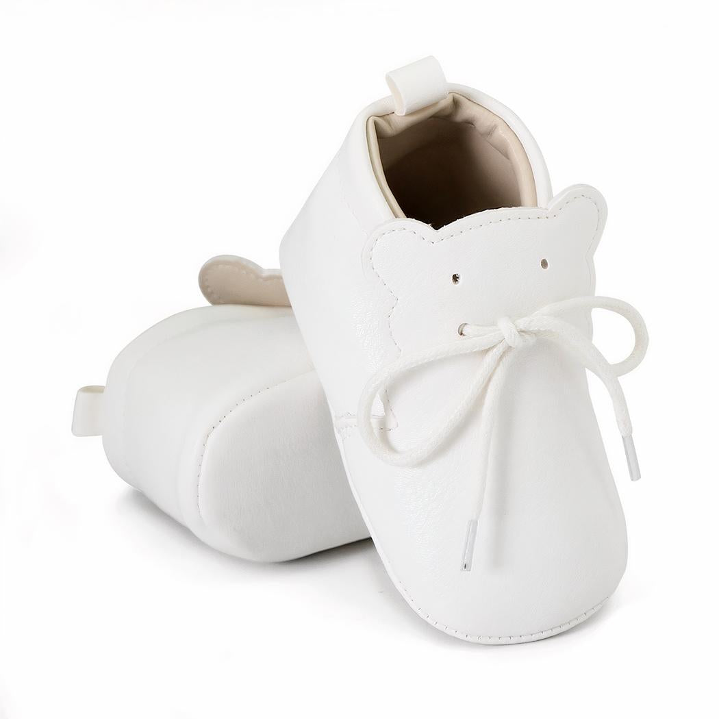 Mocassins souples à lacets languette en forme d'ourson pour bébé