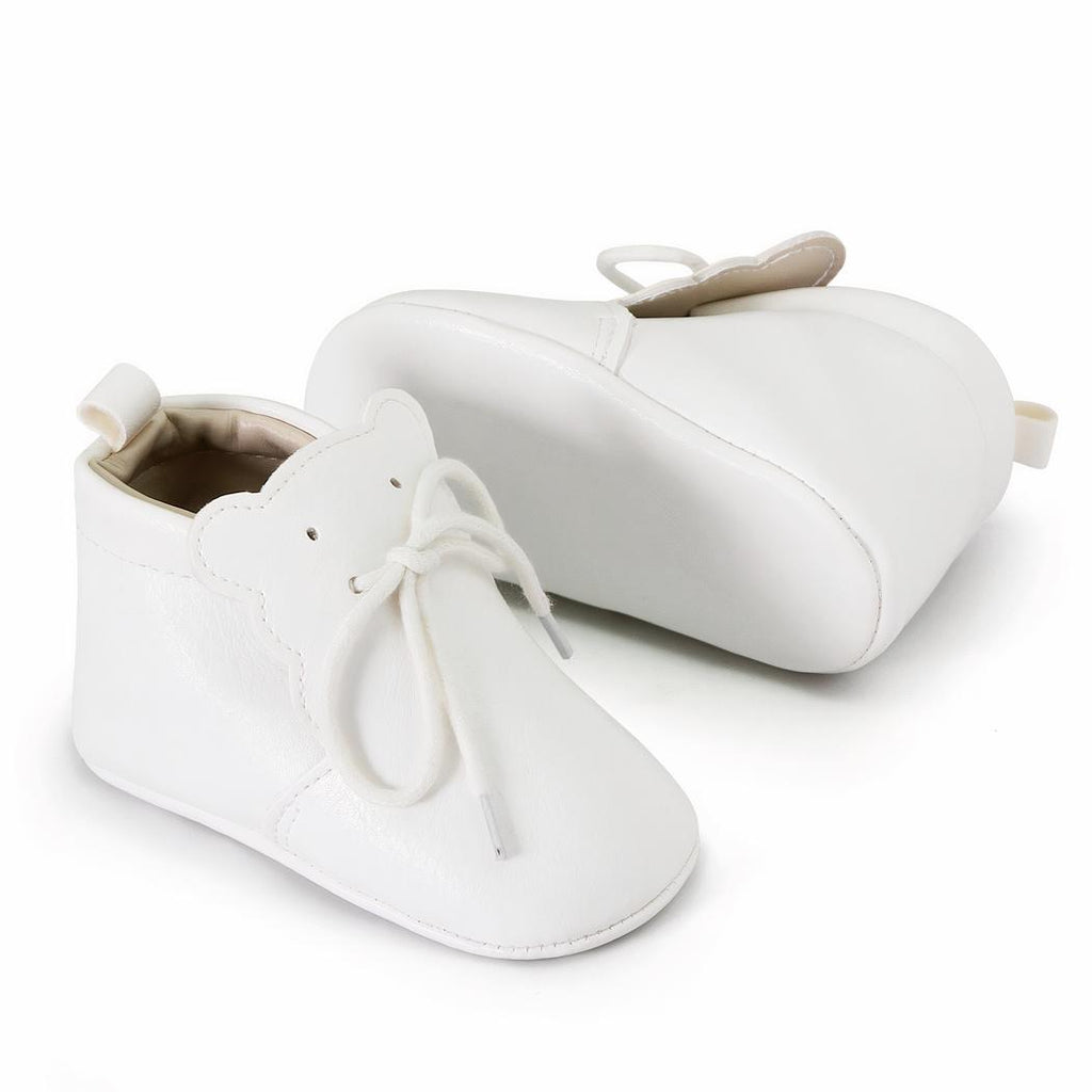 Mocassins souples à lacets languette en forme d'ourson pour bébé