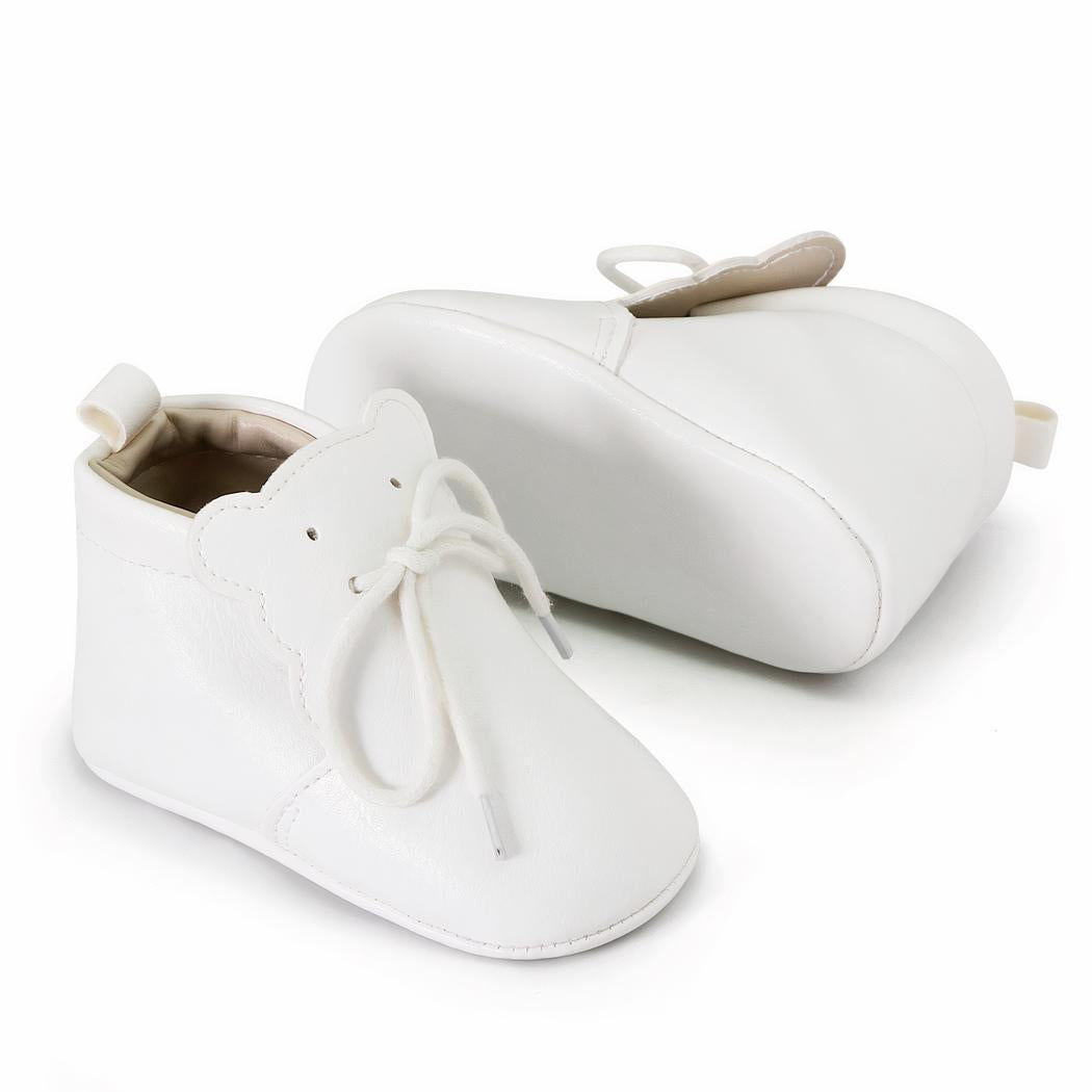 Mocassins souples à lacets languette en forme d'ourson pour bébé