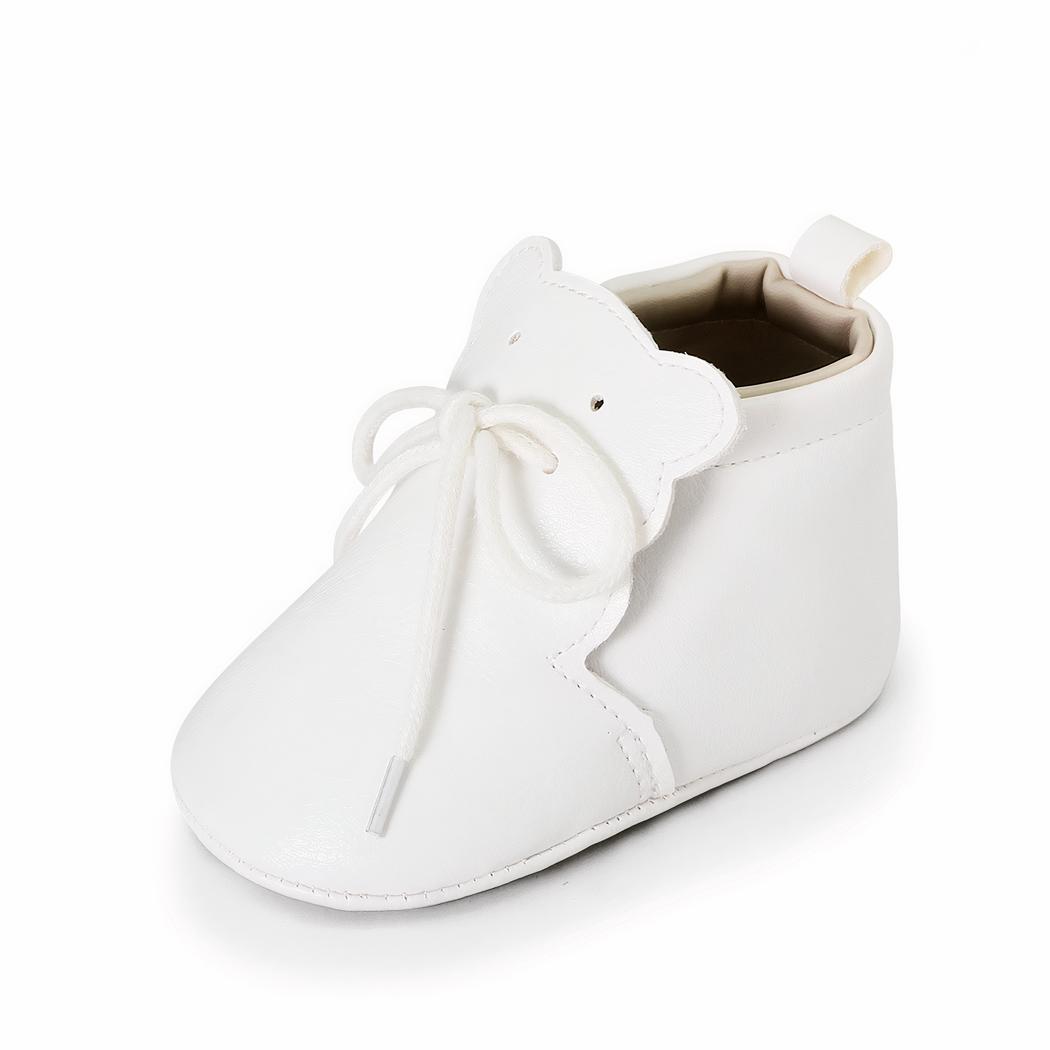 Mocassins souples à lacets languette en forme d'ourson pour bébé