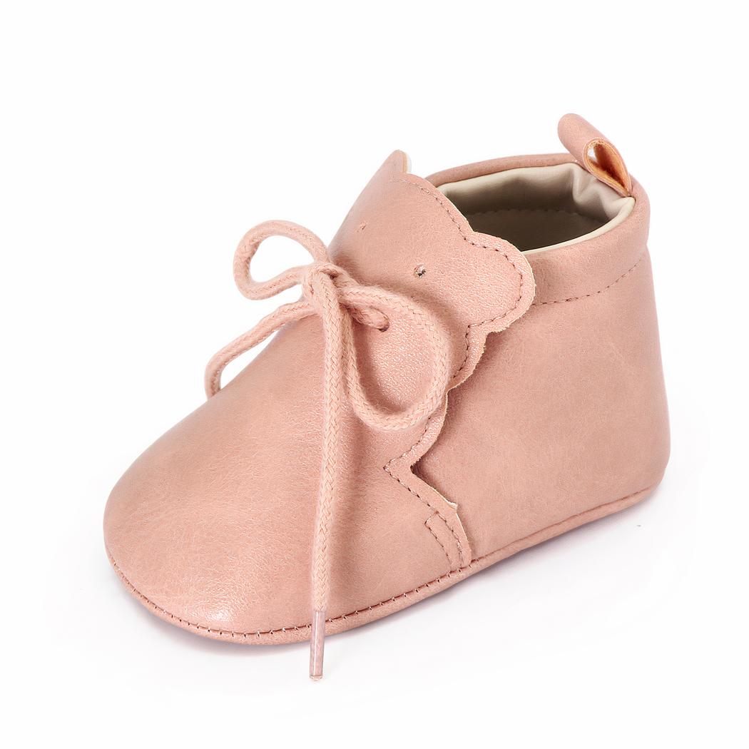 Mocassins souples à lacets languette en forme d'ourson pour bébé